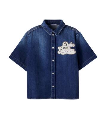 Logo appliqué denim shirt | Dolce&Gabbana Kids