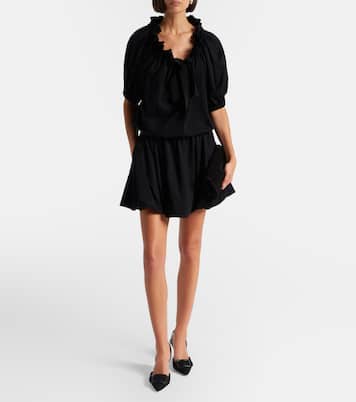 Tie-neck cotton faille minidress | Patou