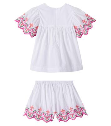 Embroidered cotton top and shorts set | Tartine et Chocolat