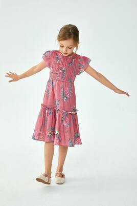 Ester floral shirred cotton dress | C'era Una Volta