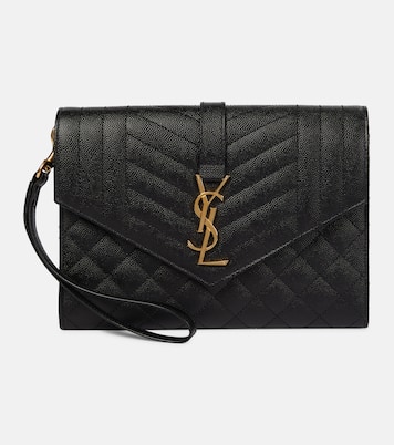 Envelope matelassé leather clutch | Saint Laurent