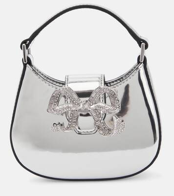 Tote The Bow Micro aus Metallic-Leder | Self-Portrait