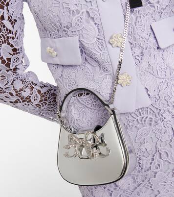 Tote The Bow Micro aus Metallic-Leder | Self-Portrait