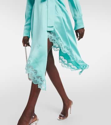 Abito midi in raso con pizzo | Stella McCartney