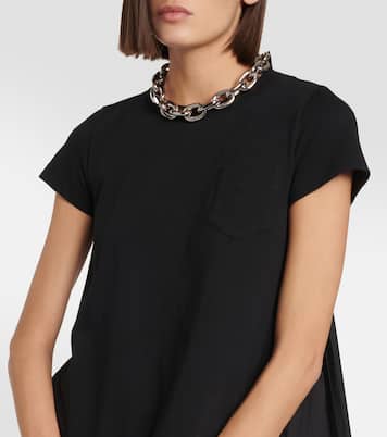 T-shirt in jersey di cotone con pieghe | Sacai