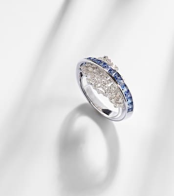 Anello in oro bianco 18kt con diamanti e zaffiri | Ananya