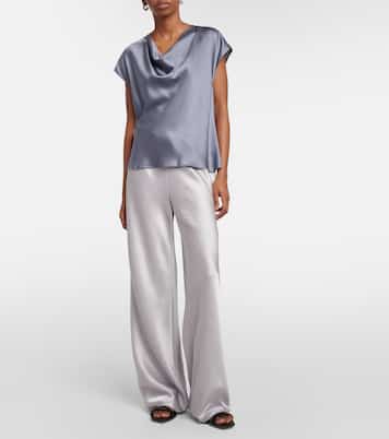 Top de seda con cuello holgado | Vince