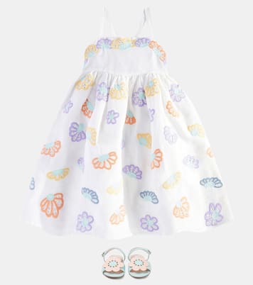 Bedrucktes Kleid aus Leinen und Baumwolle | Stella McCartney Kids