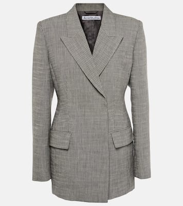 Pinstripe double-breasted linen-blend blazer | Acne Studios