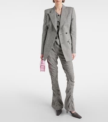 Pinstripe double-breasted linen-blend blazer | Acne Studios