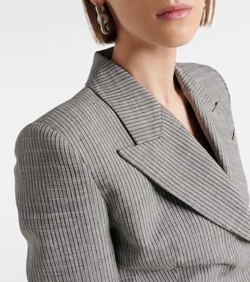 Pinstripe double-breasted linen-blend blazer | Acne Studios