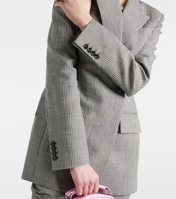 Pinstripe double-breasted linen-blend blazer | Acne Studios