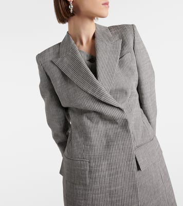 Pinstripe double-breasted linen-blend blazer | Acne Studios