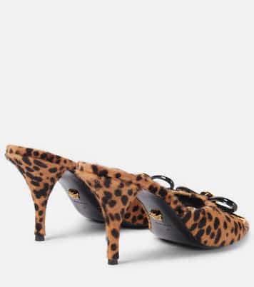 Mules Leopard Opera Bow 95 in shearling | Versace