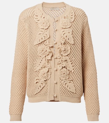 Cárdigan de croché con aplique floral | Elie Saab