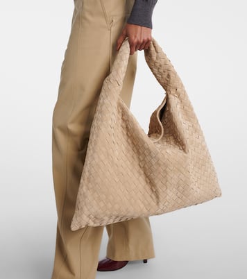 Hop Large Intrecciato suede shoulder bag | Bottega Veneta