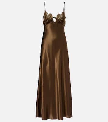 Slipdress aus Seidensatin mit Spitze | Saint Laurent