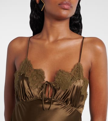 Slipdress aus Seidensatin mit Spitze | Saint Laurent