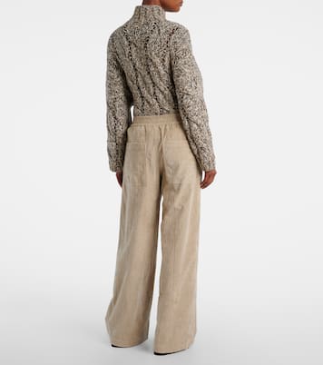 High-rise cotton corduroy wide-leg pants | Brunello Cucinelli