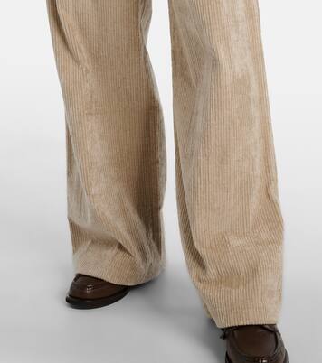 High-rise cotton corduroy wide-leg pants | Brunello Cucinelli