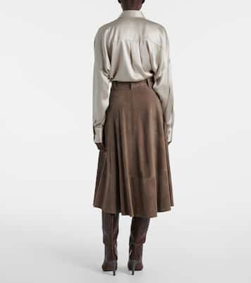 Suede midi skirt | Brunello Cucinelli