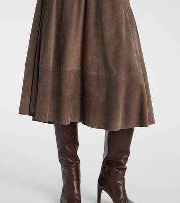 Suede midi skirt | Brunello Cucinelli