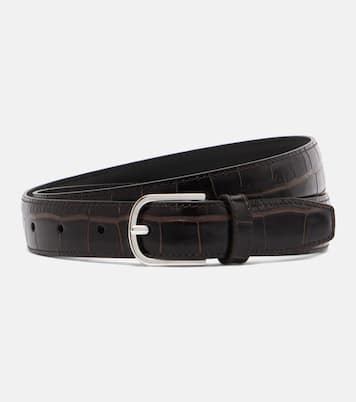 Slim croc-effect leather belt | Toteme