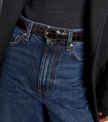 Slim croc-effect leather belt | Toteme