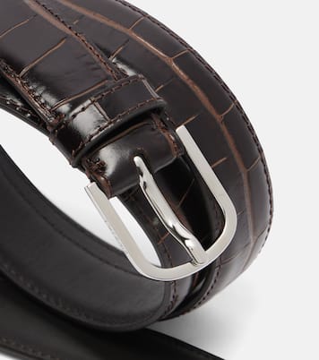 Slim croc-effect leather belt | Toteme