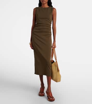 Charissa ruched cotton-blend midi dress | Veronica Beard
