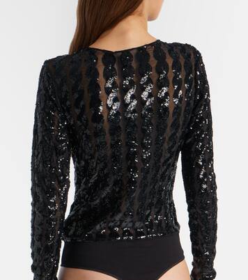 Sequined mesh and jersey bodysuit | Polo Ralph Lauren