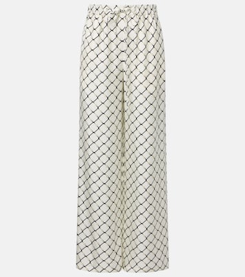 Horsebit silk twill wide-leg pants | Gucci