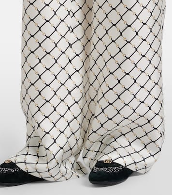 Horsebit silk twill wide-leg pants | Gucci