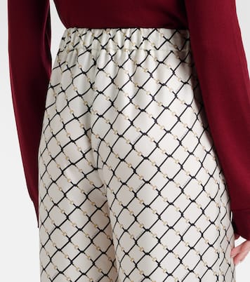 Horsebit silk twill wide-leg pants | Gucci