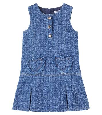 Pleated denim dress | Self-Portrait Kids