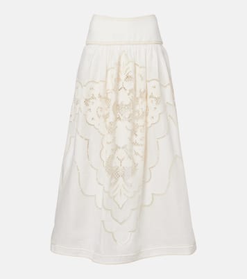 Daylight embroidered linen maxi skirt | Zimmermann