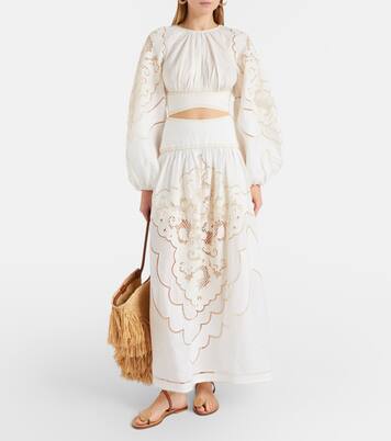 Daylight embroidered linen maxi skirt | Zimmermann