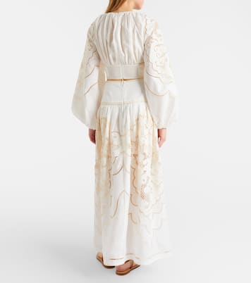 Daylight embroidered linen maxi skirt | Zimmermann