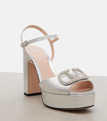 VLogo crystal-embellished leather sandals | Valentino Garavani