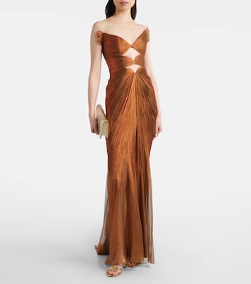 Cutout pleated silk gown | Maria Lucia Hohan