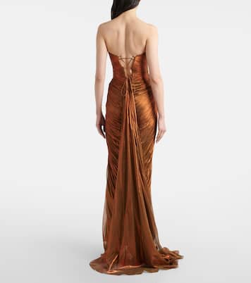 Cutout pleated silk gown | Maria Lucia Hohan