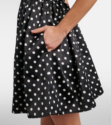 Bow-detail polka-dot satin minidress | Ganni