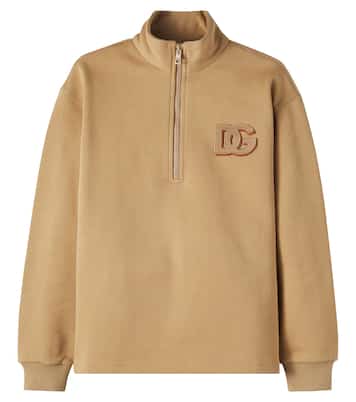 DG cotton jersey half-zip sweatshirt | Dolce&Gabbana Kids