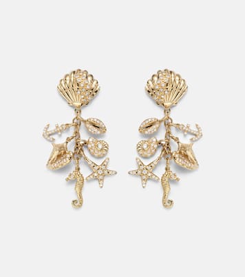 Multi Sea Life Clam Shell 14kt gold (585/1000) drop earrings with diamonds | Sydney Evan