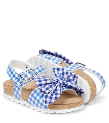Bow-trimmed checked sandals | Monnalisa