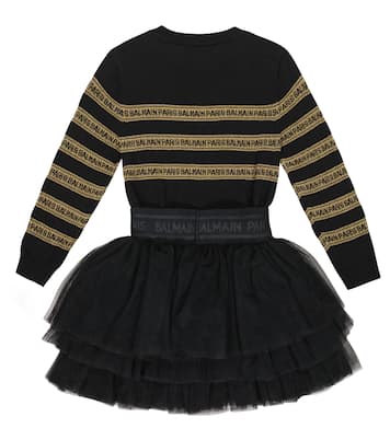 Pulloverkleid mit Tüll | Balmain Kids