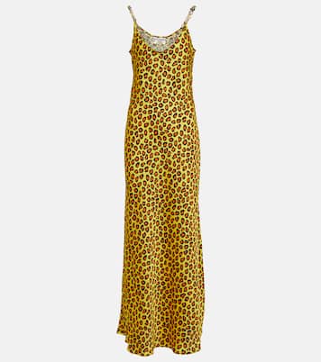 Chain-detail leopard-print satin slip dress | Rabanne