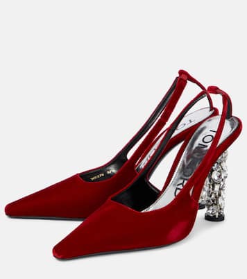 Verzierte Slingback-Pumps aus Samt | Tom Ford