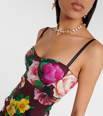 Floral silk-blend bustier midi dress | Dolce&Gabbana