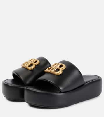 Rise BB leather platform slides | Balenciaga